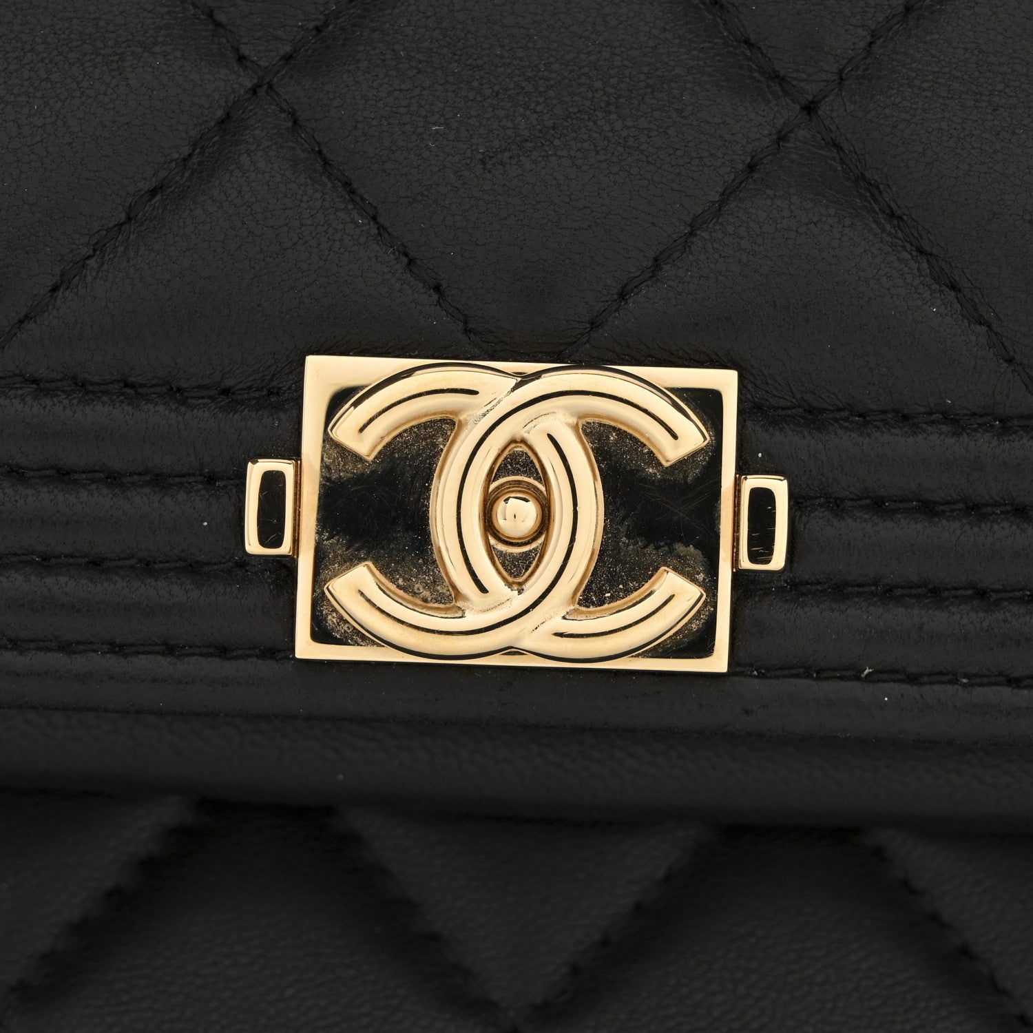 Chanel Lambskin Quilted Beauty CC Boy Clutch Black 12 of 12