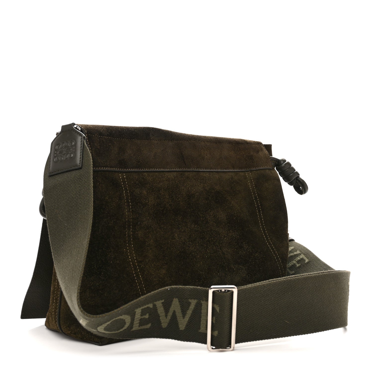 Loewe Suede Flamenco Satchel Bottle Green 3 of 15