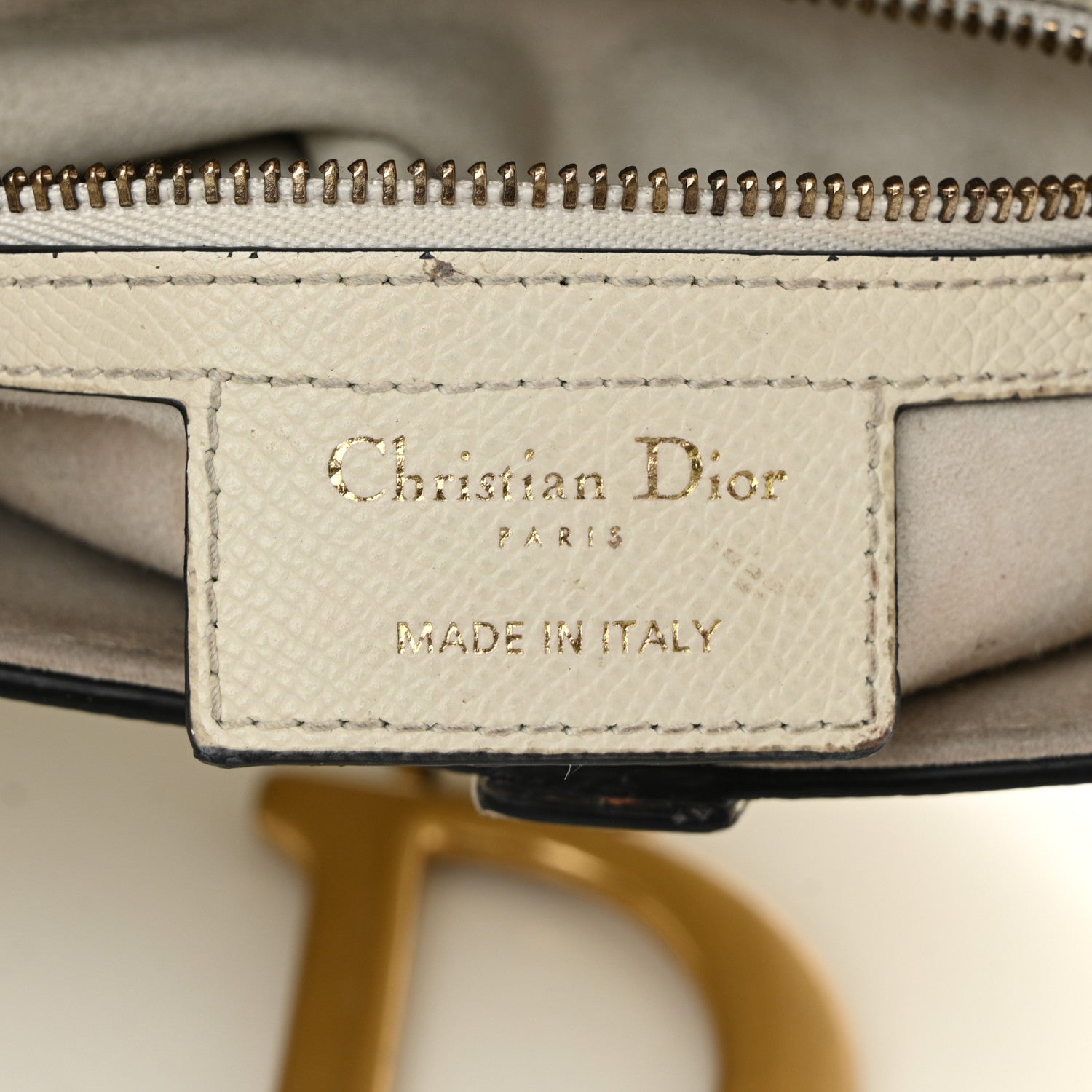 Christian Dior Grained Calfskin Saddle Bag With Strap Latte 6 of 15