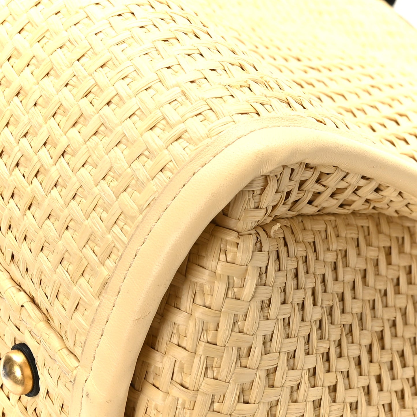 Straw Raffia Calfskin Chain Deauville Tote Beige Black