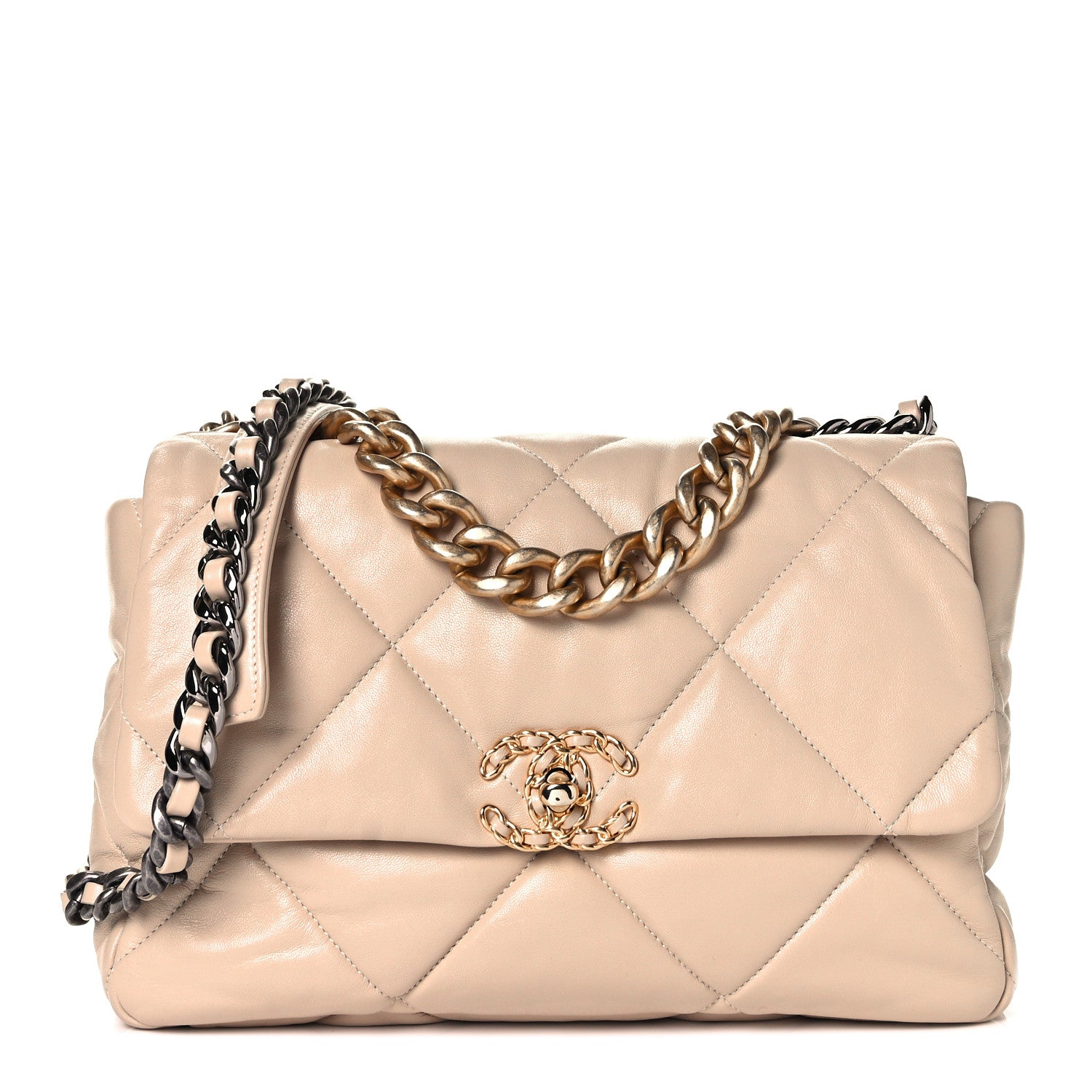 Chanel Lambskin Quilted Large Chanel 19 Flap Beige 1 of 9