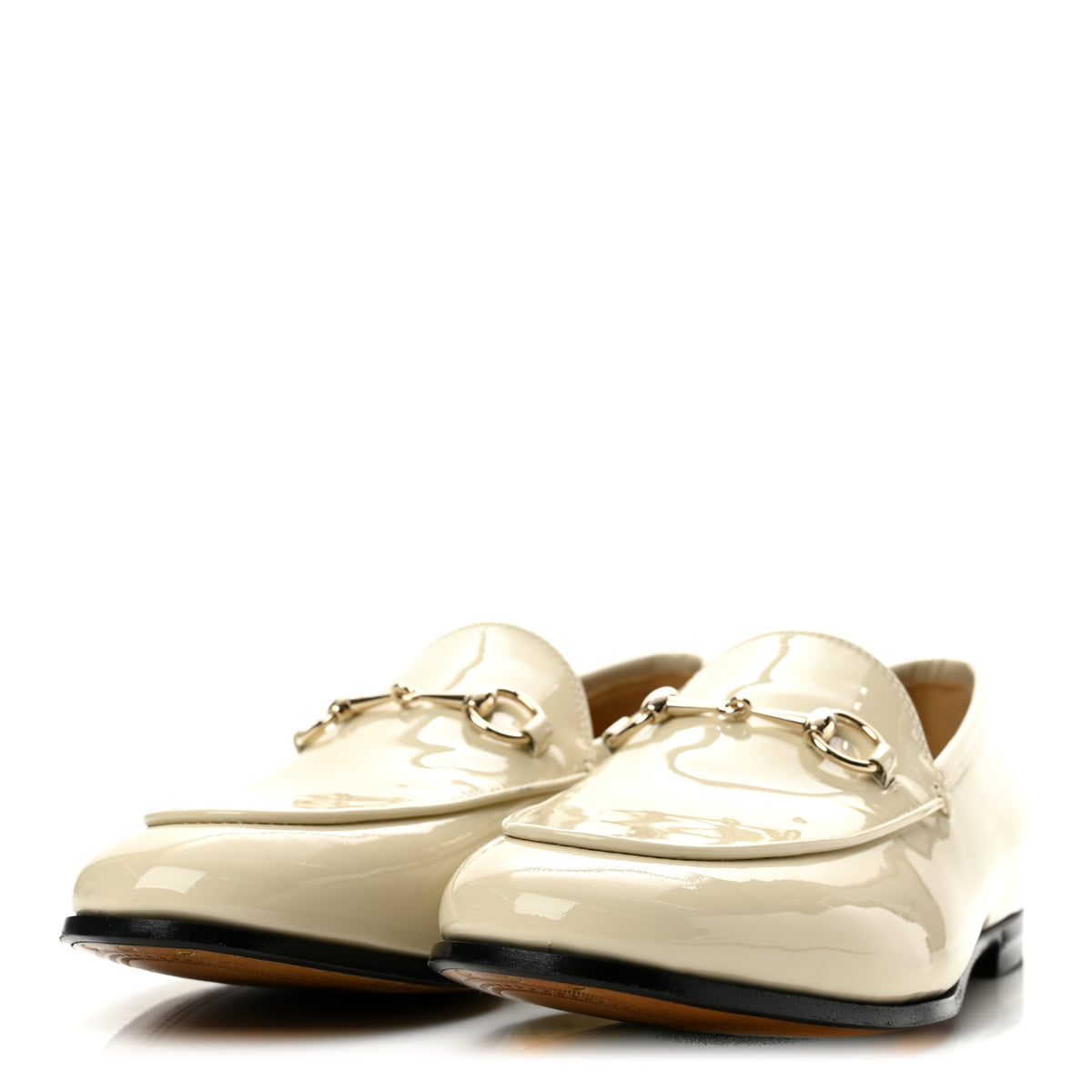 Gucci Patent Womens Jordaan Loafers 38.5 New Ivory 4 of 11