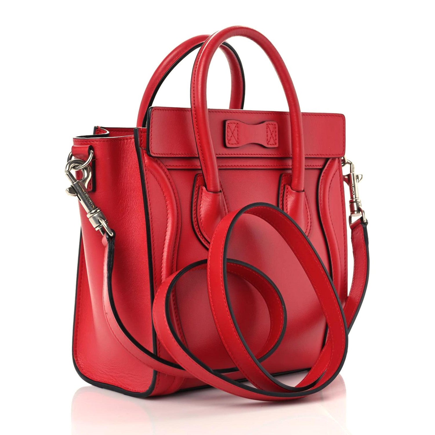 Celine Smooth Calfskin Nano Luggage Red 3 of 18