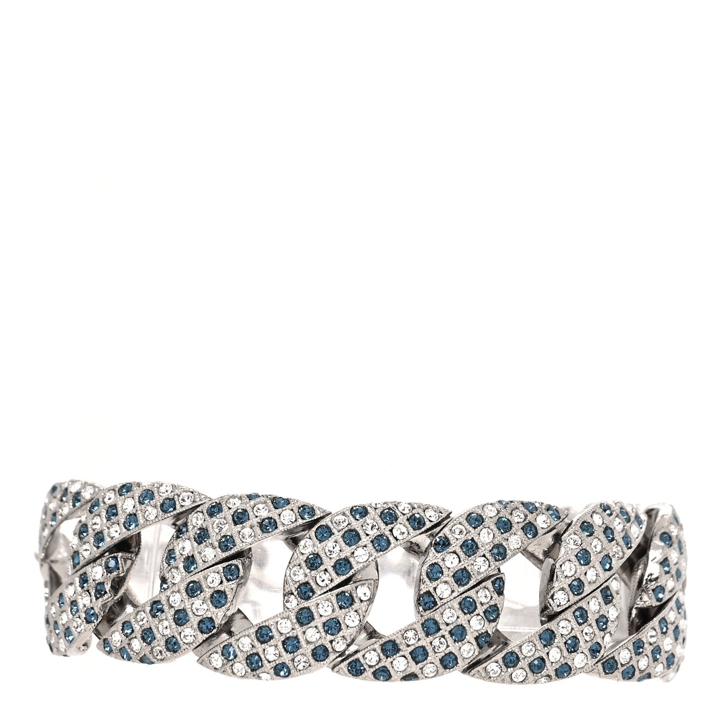 Crystal Chain Link CC Bracelet Silver Blue