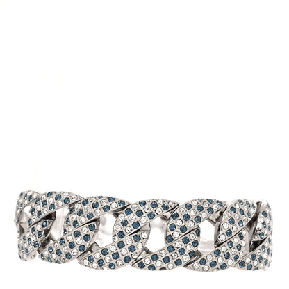 Chanel Crystal Chain Link CC Bracelet Silver Blue 1 of 4