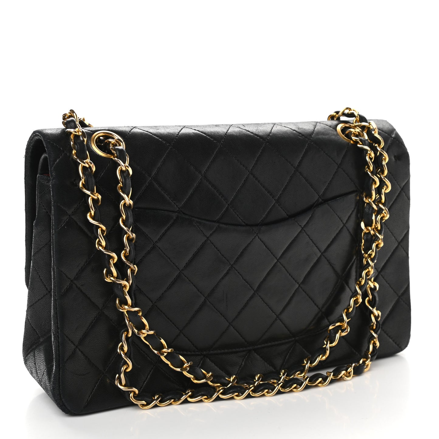 Lambskin Quilted Medium Double Flap Black