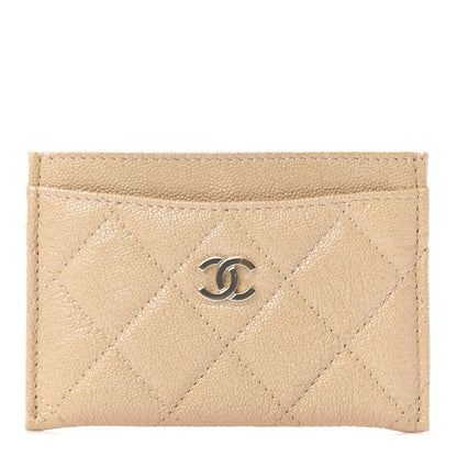 Chanel Iridescent Caviar Quilted Card Holder Beige 1 of 7