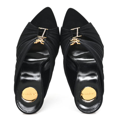 Saint Laurent Crepe Satin Crystal Emilie 110 Sandals 37 Black 2 of 10