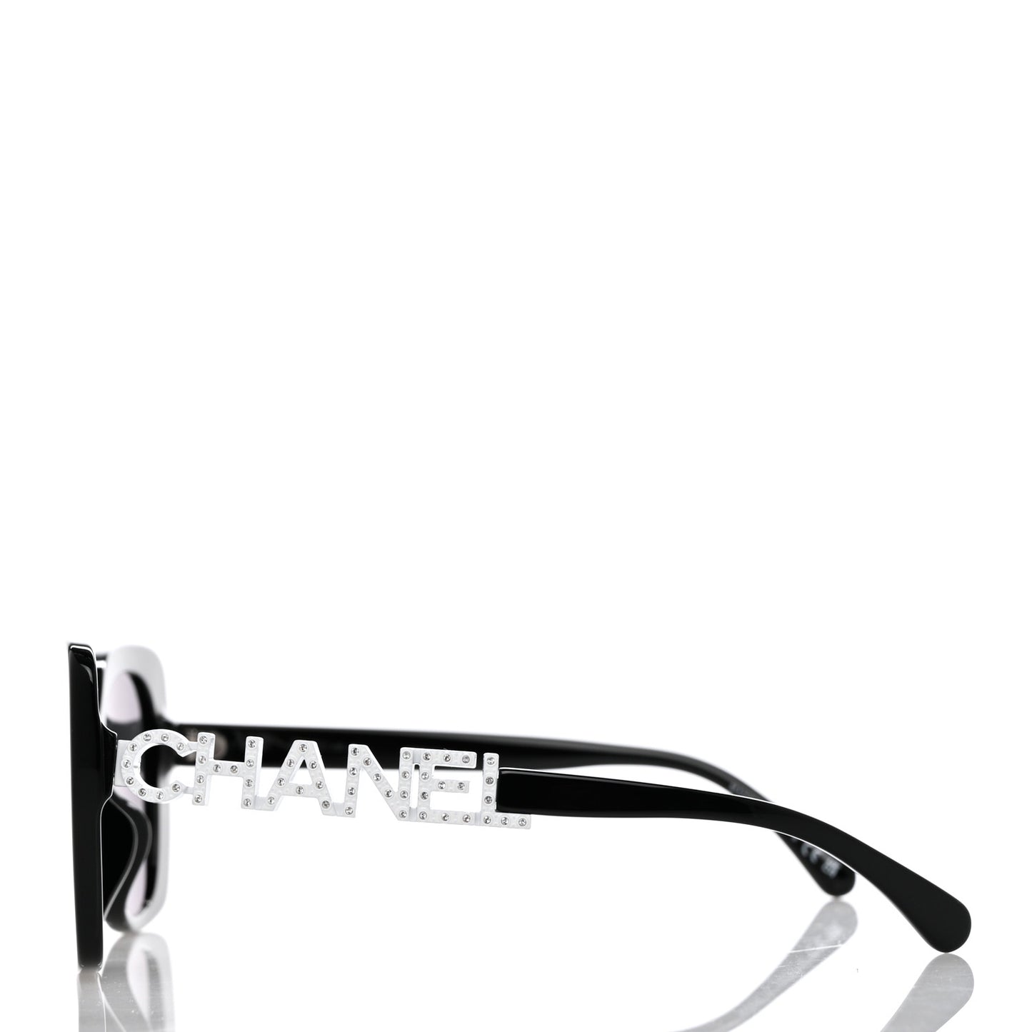 Acetate Strass Square Sunglasses 5422-B-A Black White