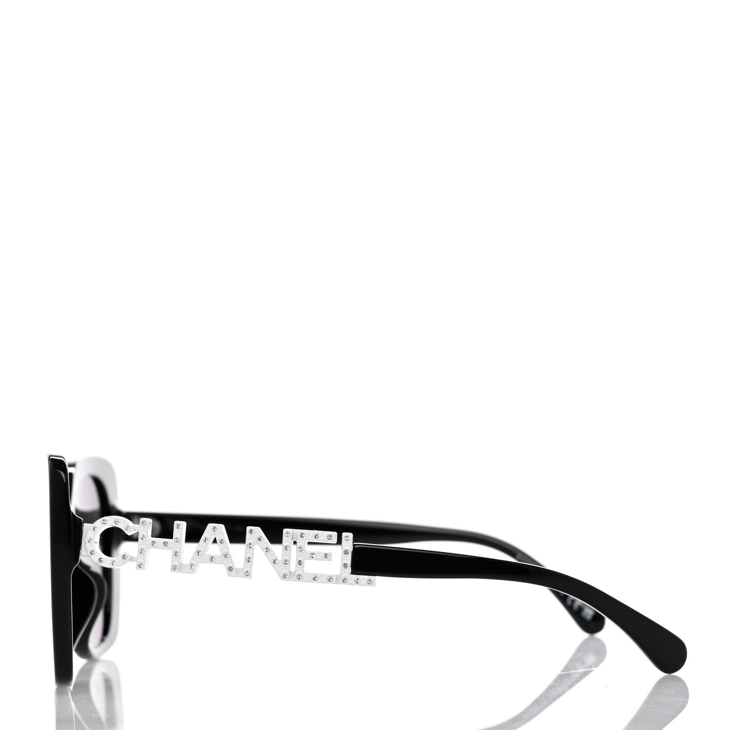 Chanel Acetate Strass Square Sunglasses 5422-B-A Black White 3 of 8