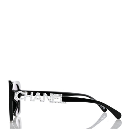 Chanel Acetate Strass Square Sunglasses 5422-B-A Black White 3 of 8