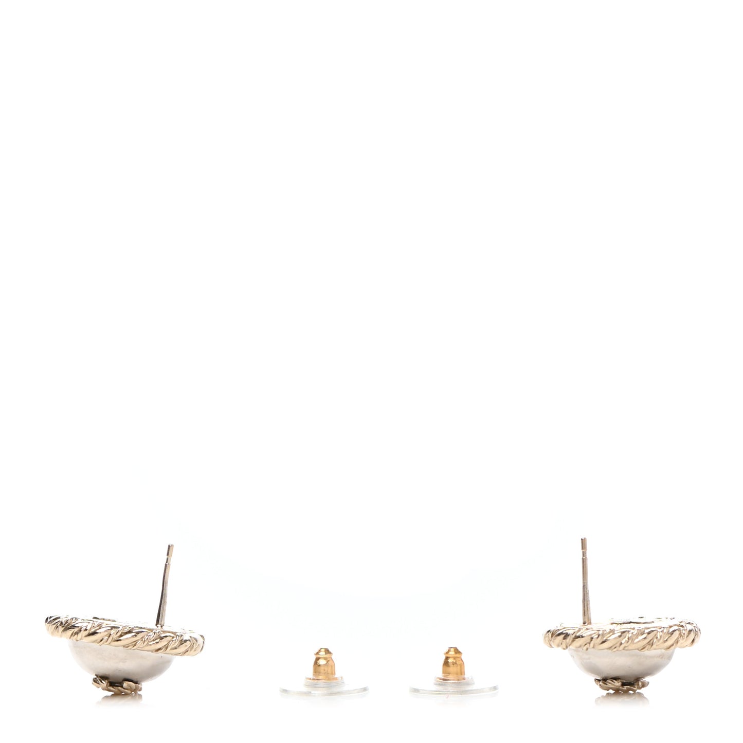 Pearl CC Round Earrings Gold