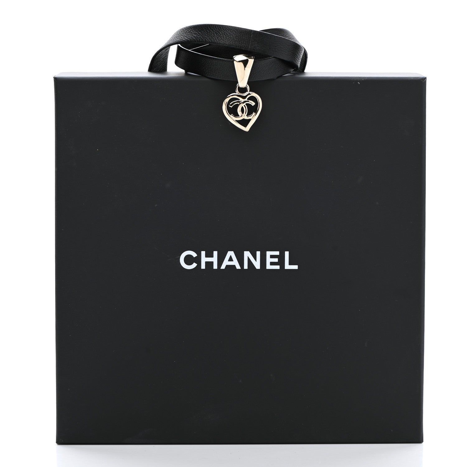 Chanel Metal Lambskin CC Heart Choker Necklace Black Silver 5 of 5