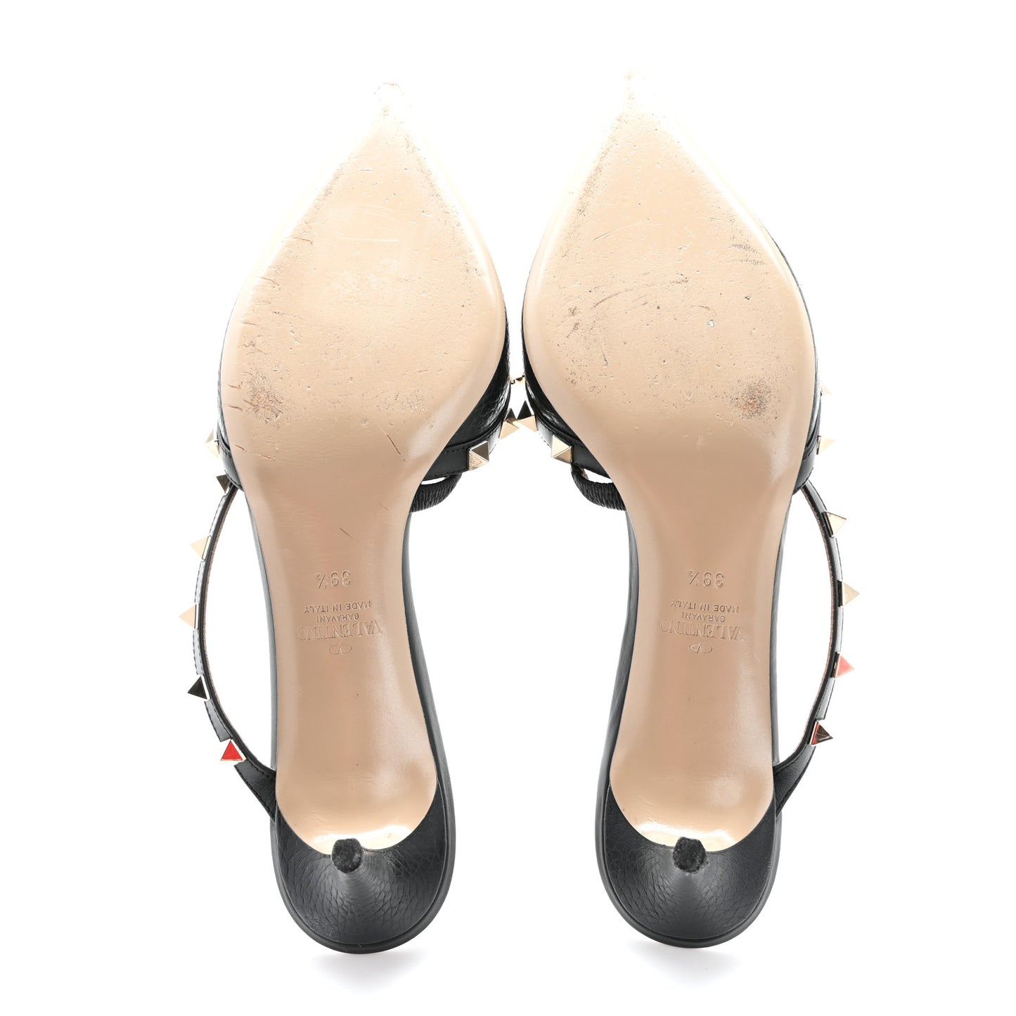 Pebbled Calfskin Rockstud Cross Strap 50mm Mules 39.5 Black