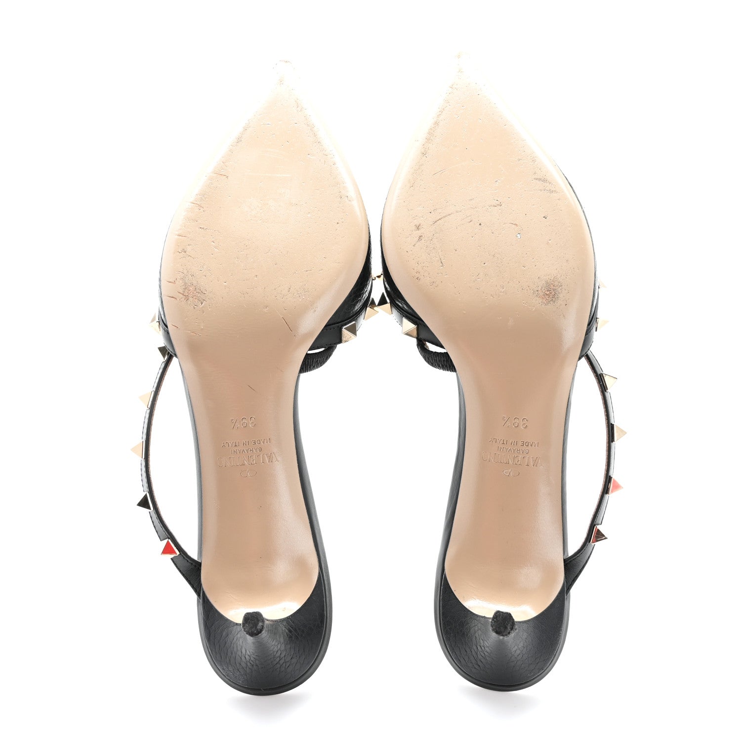 Valentino Garavani Pebbled Calfskin Rockstud Cross Strap 50mm Mules 39.5 Black 6 of 12