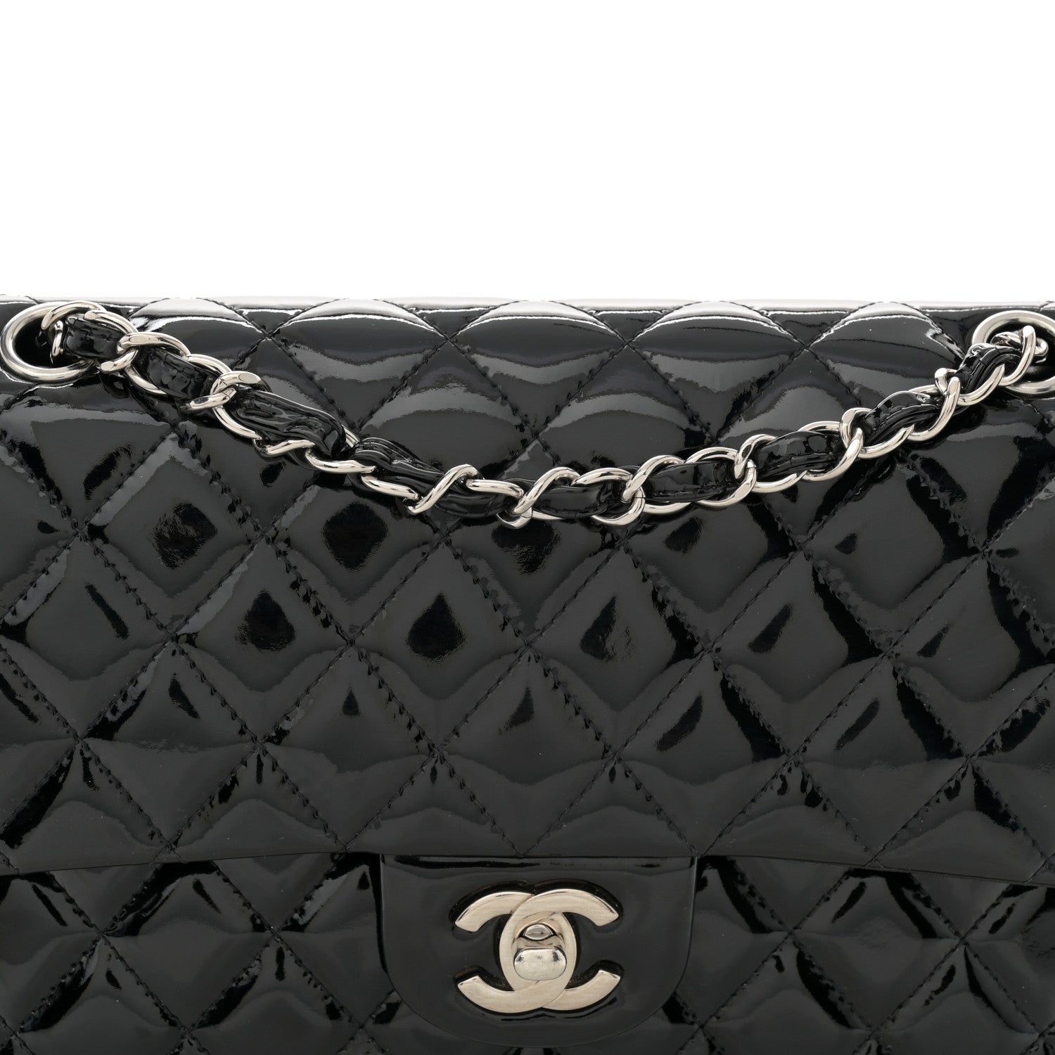 Chanel Patent Quilted Medium Double Flap Black 8 of 15
