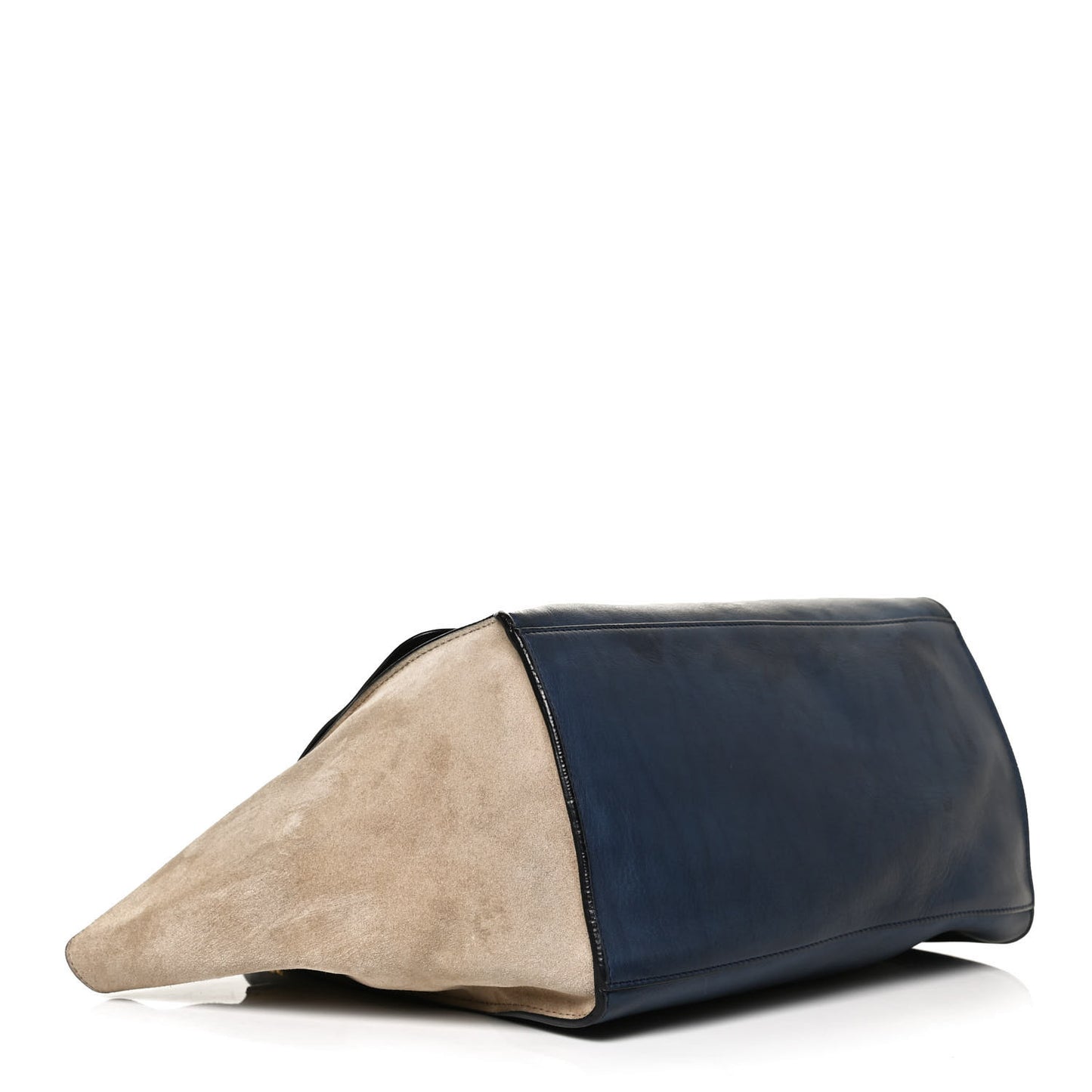 Smooth Calfskin Suede Medium Bi-Color Trapeze Blue