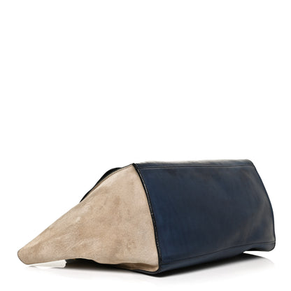 Celine Smooth Calfskin Suede Medium Bi-Color Trapeze Blue 3 of 12