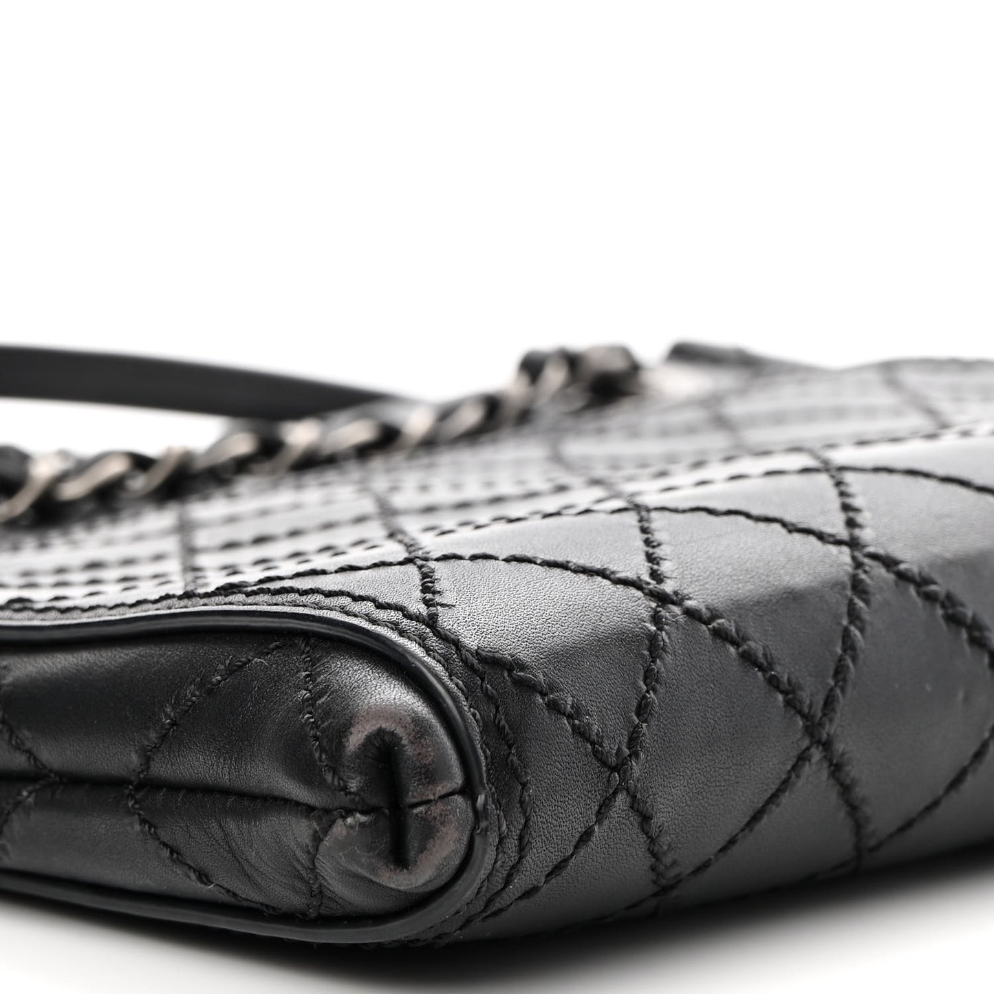 Calfskin Wild Stitch Small Shopping Tote Black