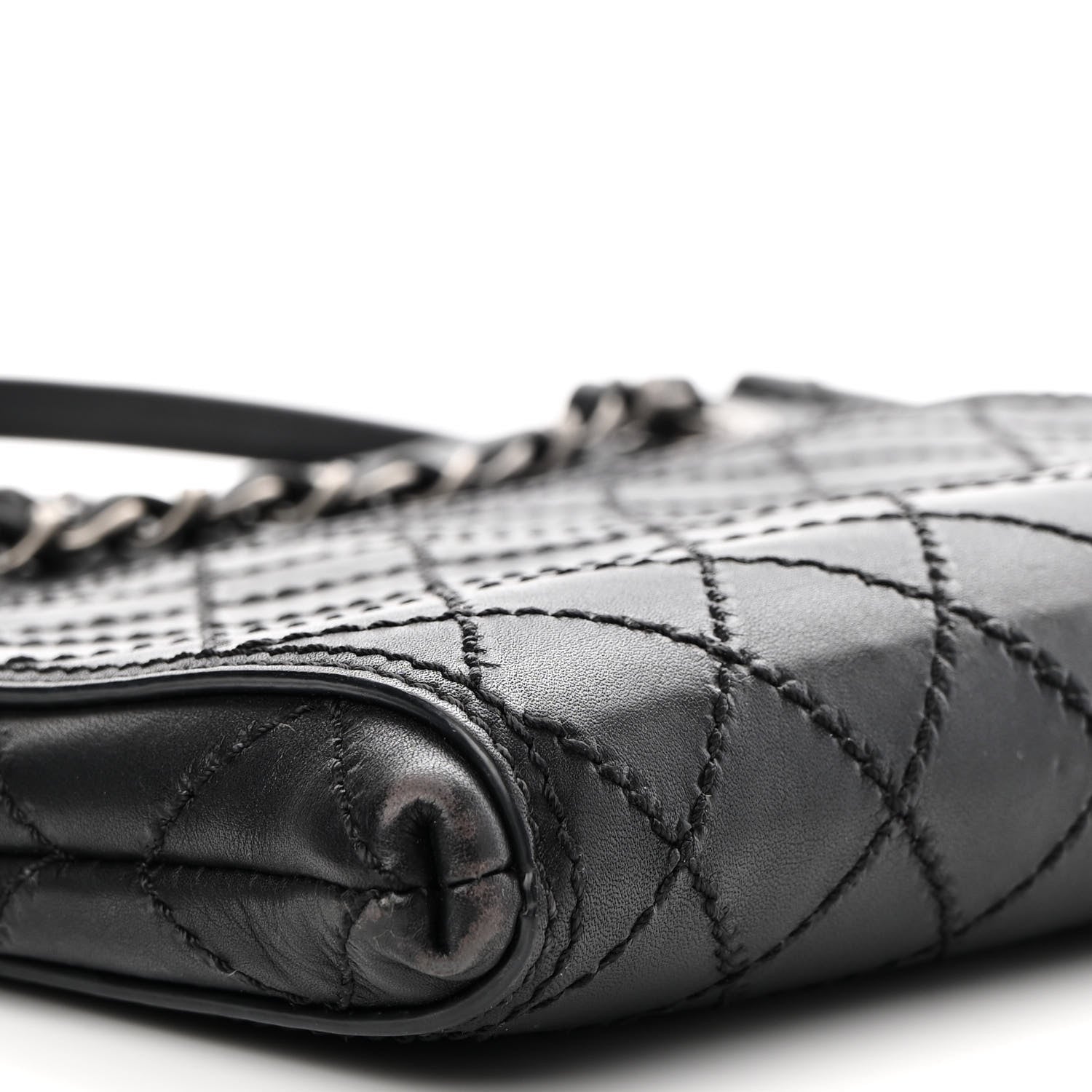 Chanel Calfskin Wild Stitch Small Shopping Tote Black 8 of 9