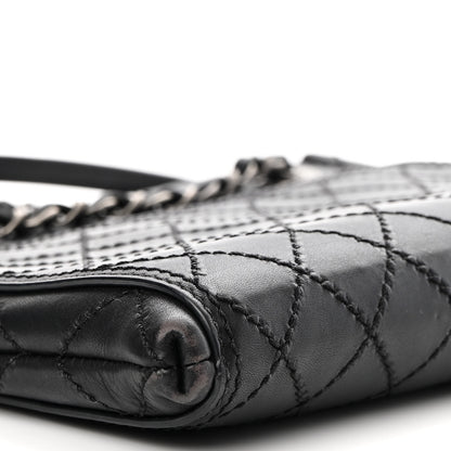 Chanel Calfskin Wild Stitch Small Shopping Tote Black 8 of 9