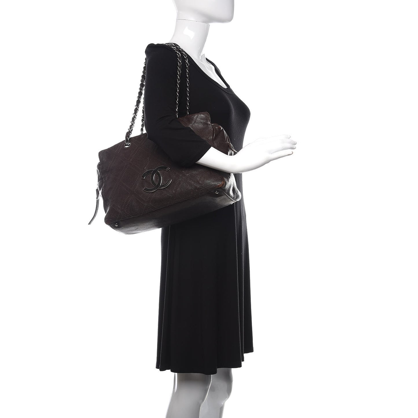 Calfskin Small Diamond Stitch Tote Brown