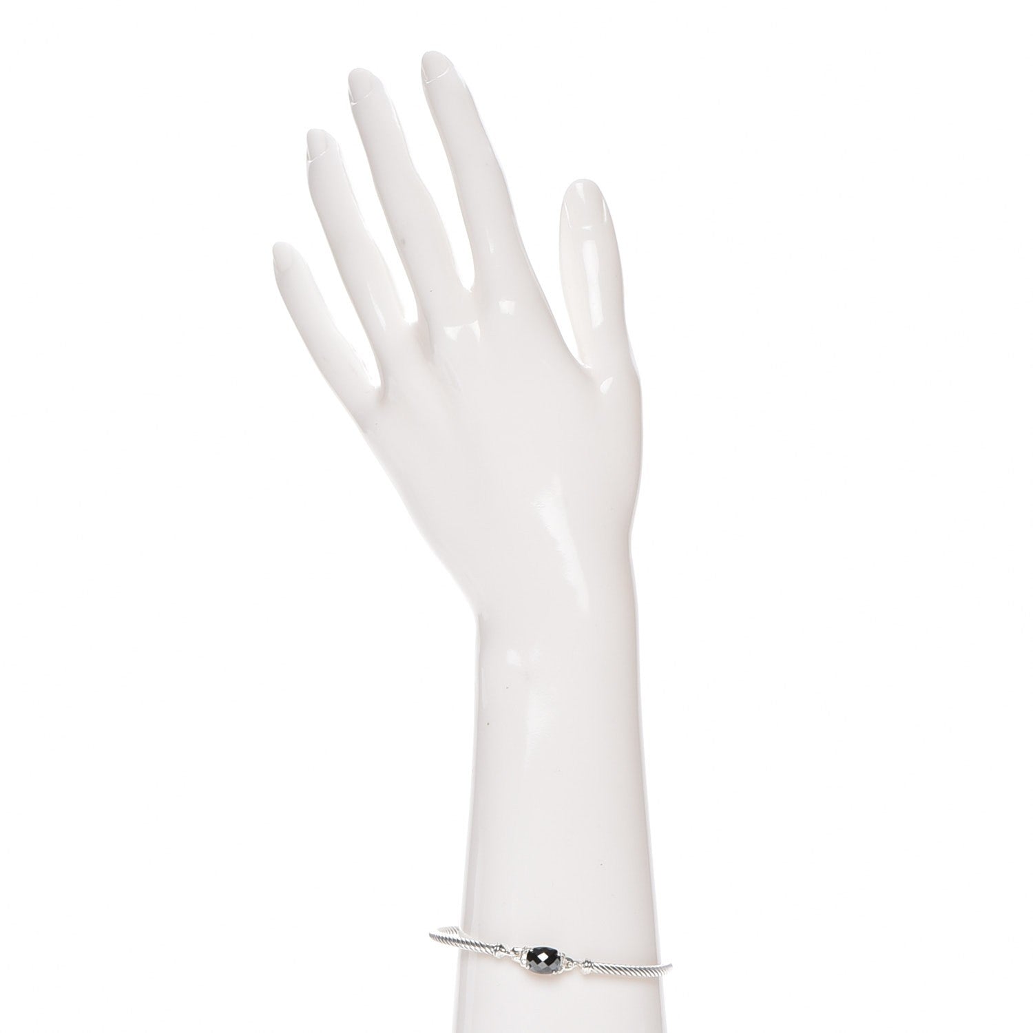 David Yurman Sterling Silver Diamond Hematite 3mm Petite Wheaton Bracelet 2 of 6