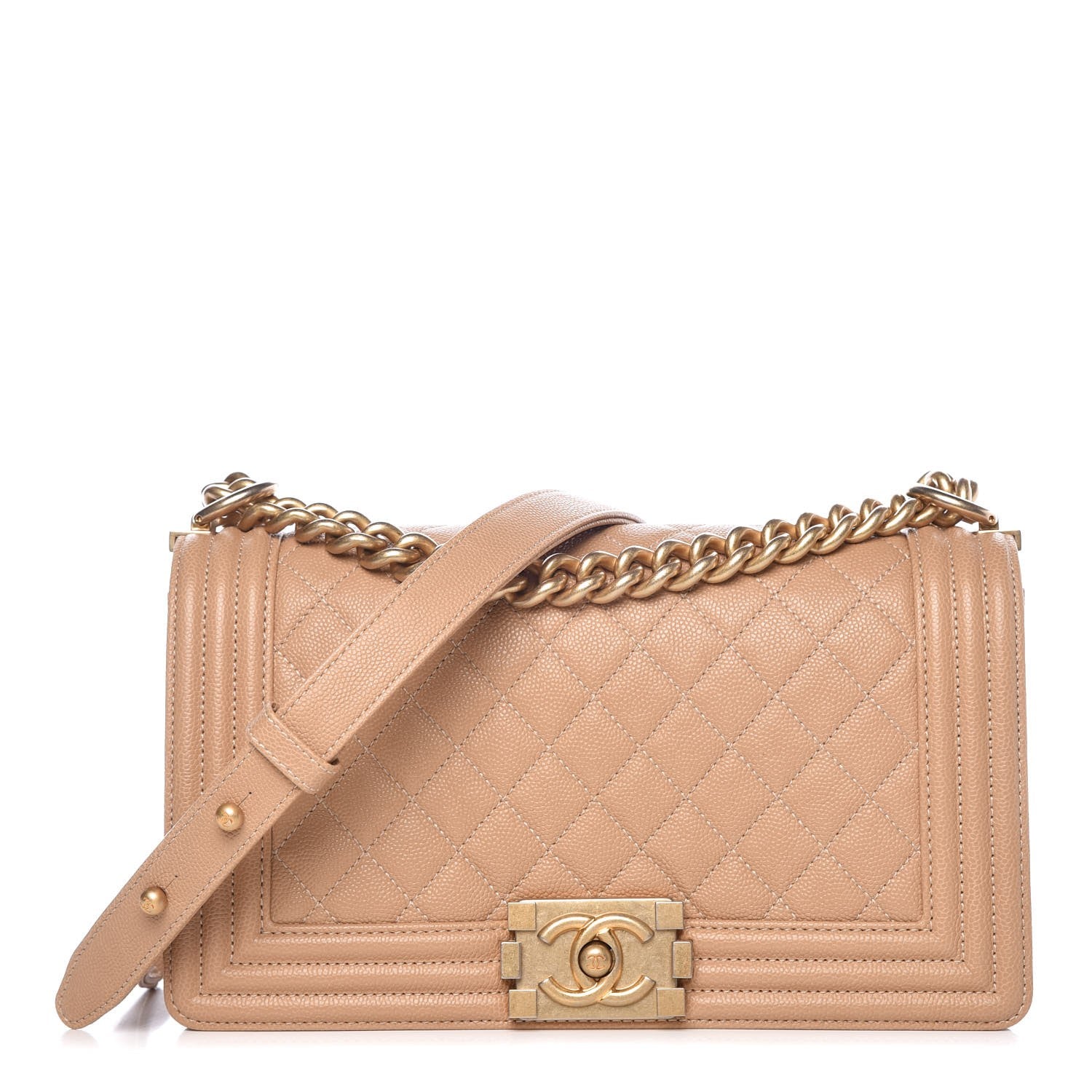 Chanel Caviar Quilted Medium Boy Flap Beige 1 of 8