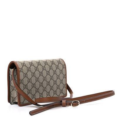 Gucci GG Emblem Monogram Wallet With Strap Beige Brown 3 of 10