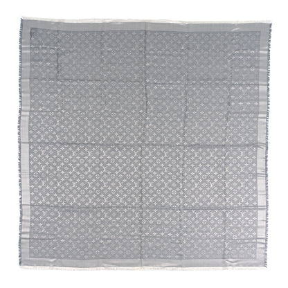 Louis Vuitton Wool Silk Monogram Denim Shawl Pearl Grey 1 of 3