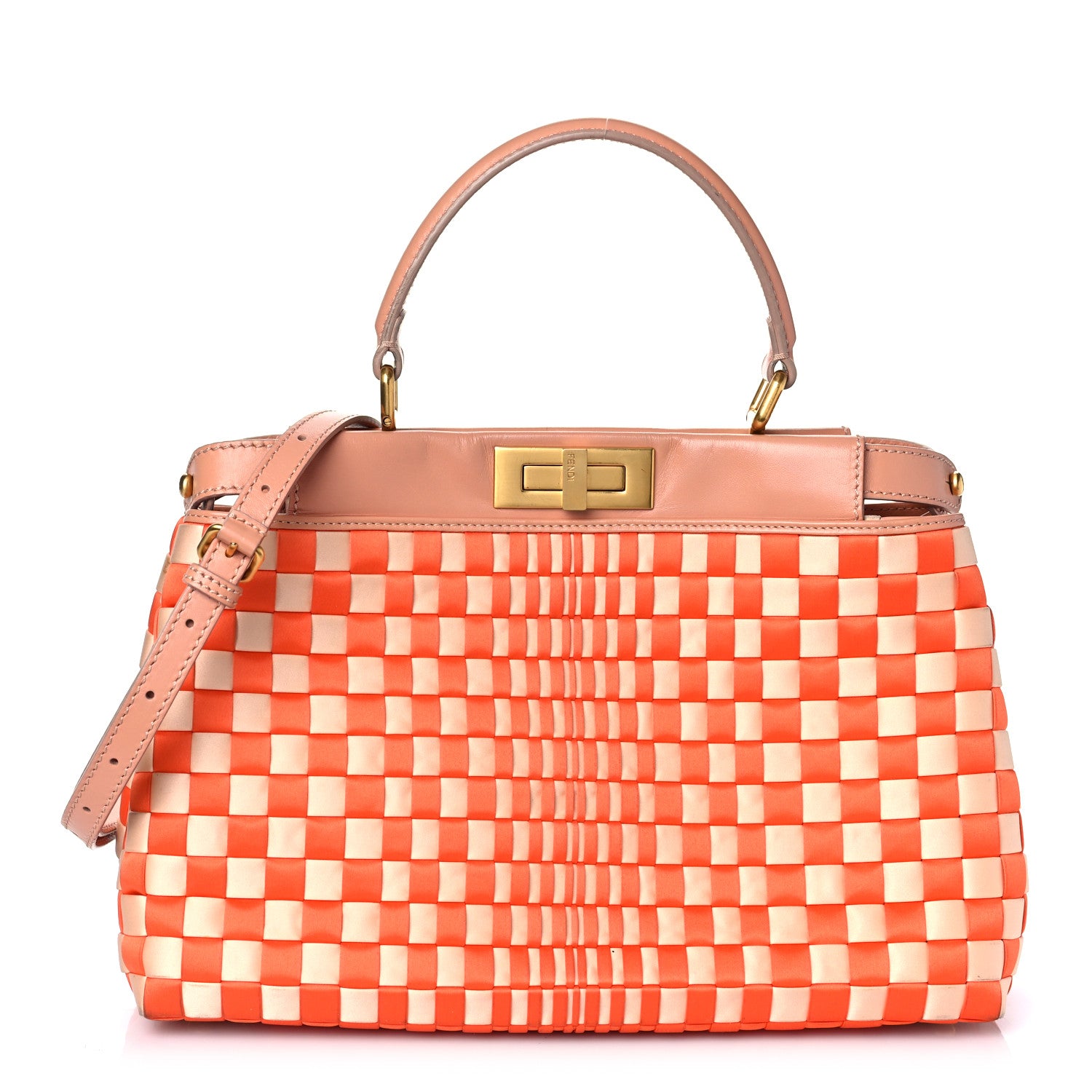 Fendi Satin Woven Medium Peekaboo Iconic Satchel Multicolor 1 of 9