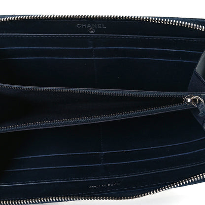 Chanel Patent Calfskin Quilted Large Gusset Zip Around Wallet Blue 6 of 7