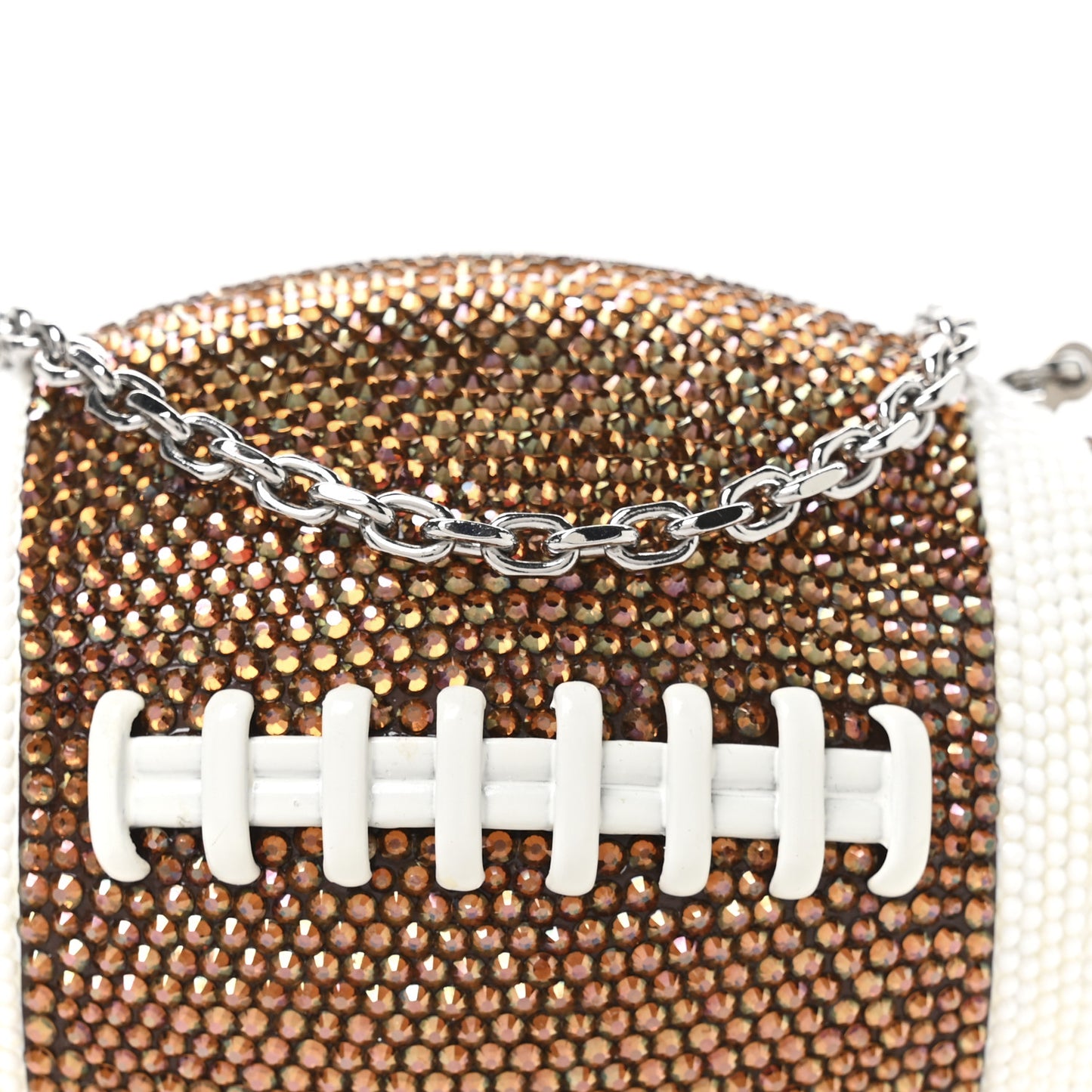 Crystal Football Minaudiere Clutch Brown