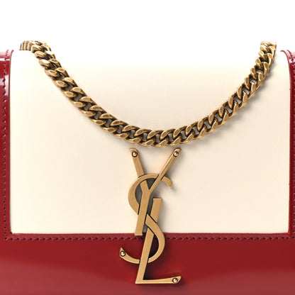 Saint Laurent Nappa Patent Calfskin Two-Toned Small Monogram Kate Satchel Off White Oxblood Red 8 of 10