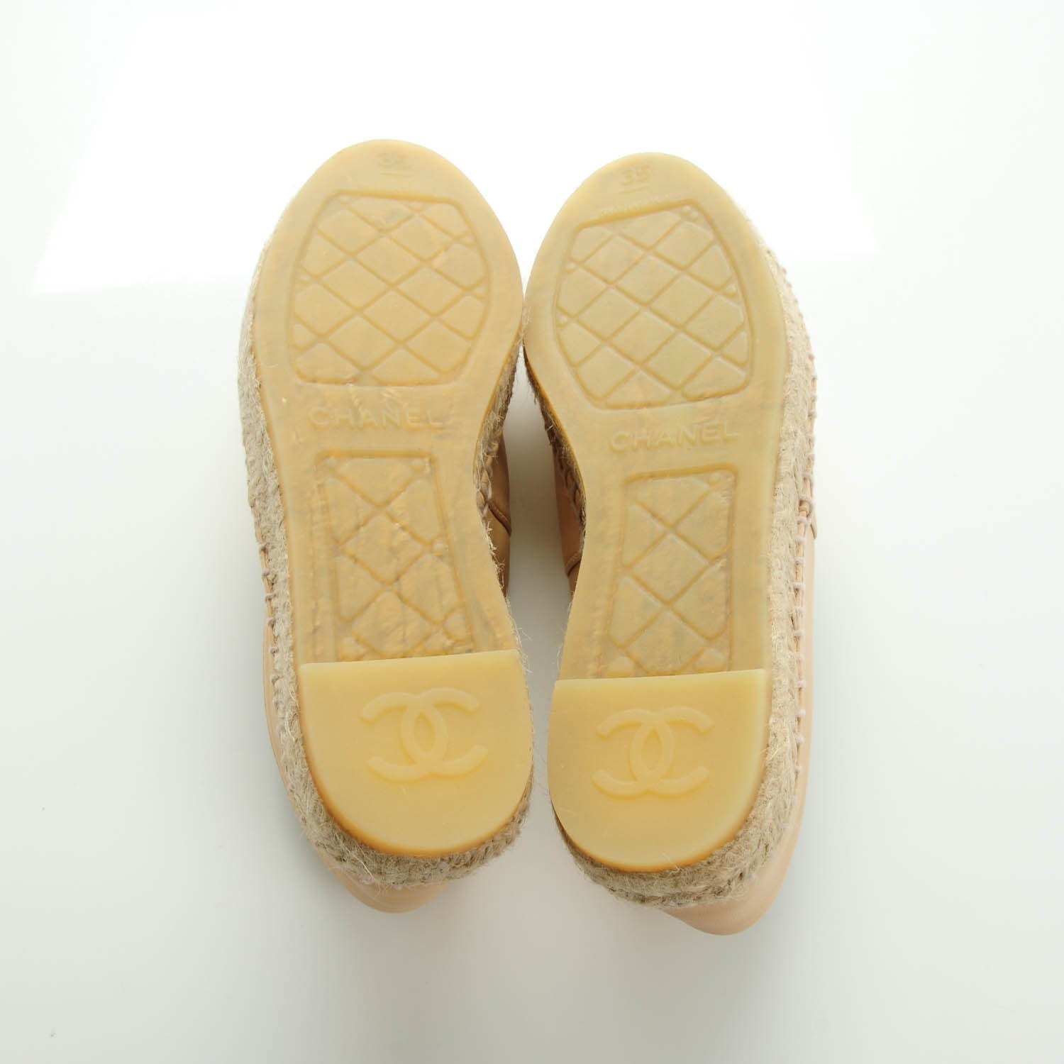 Chanel Lambskin CC Espadrilles 35 Beige Black 8 of 10