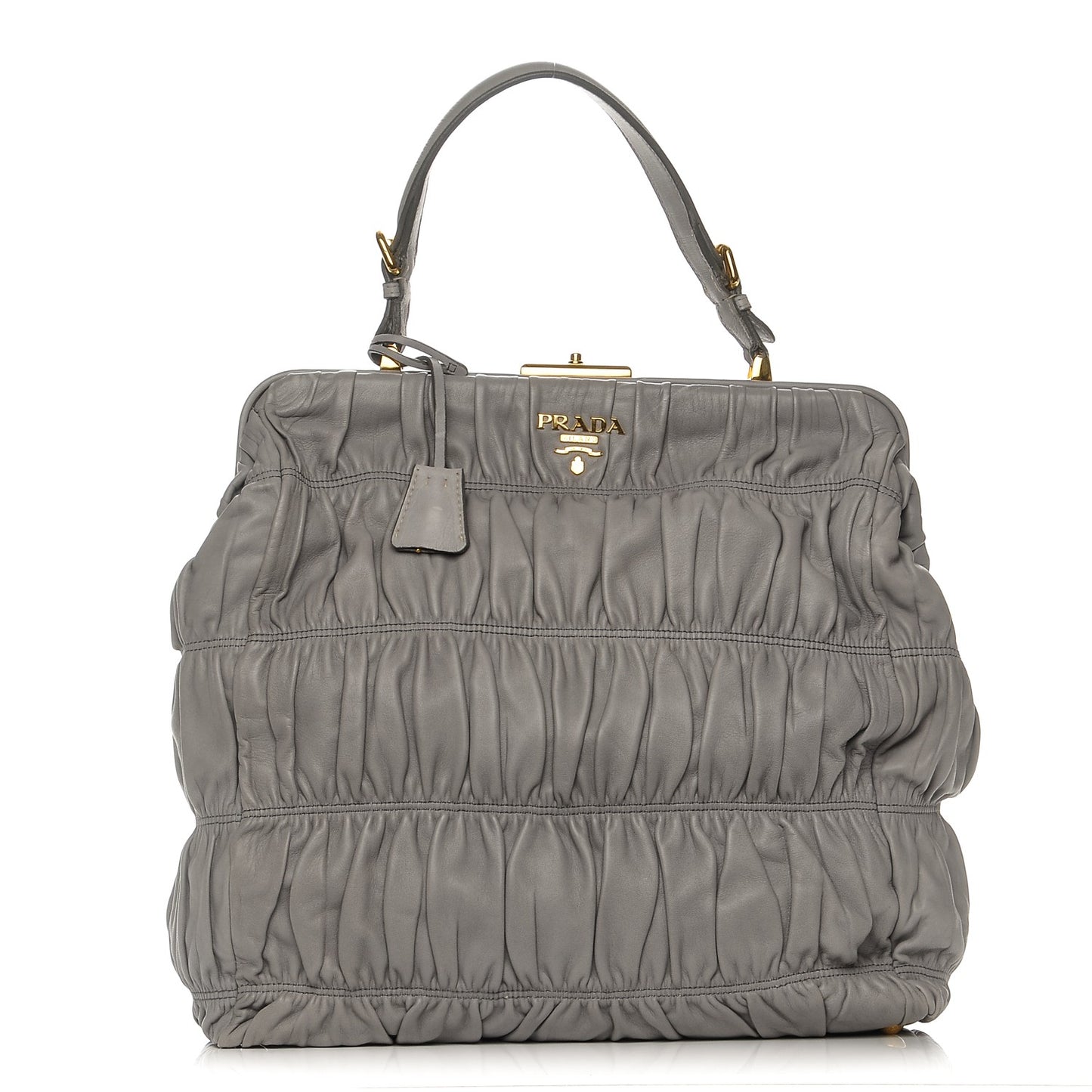 Nappa Dressy Gaufre Framed Tote Nuvola