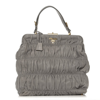 Prada Nappa Dressy Gaufre Framed Tote Nuvola 1 of 7
