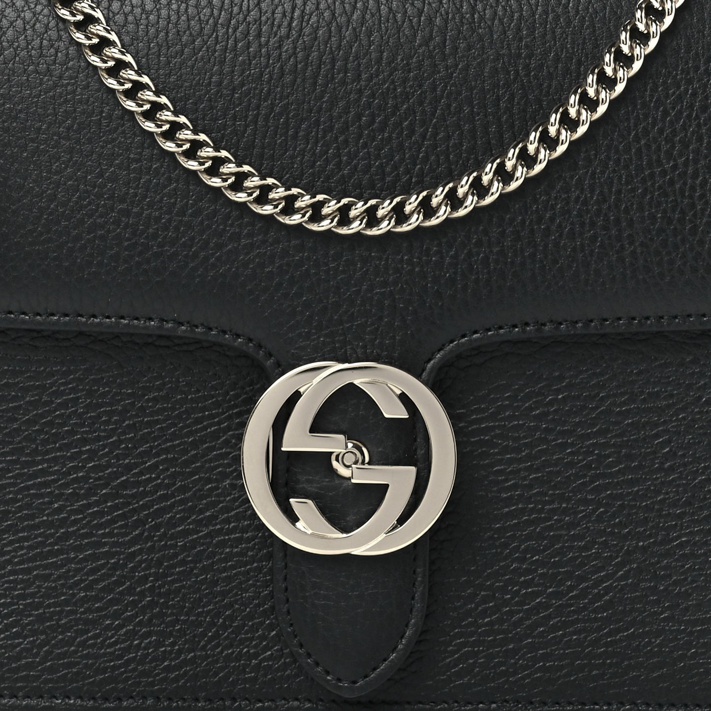 Dollar Calfskin Interlocking G Shoulder Bag Black