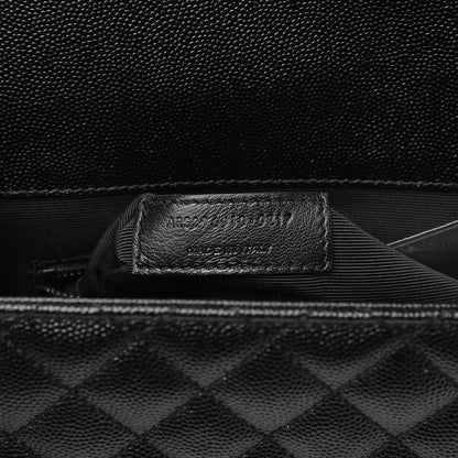 Saint Laurent Grain De Poudre Textured Mixed Matelasse Large Triquilt Monogram Monochrome Satchel Black 8 of 9