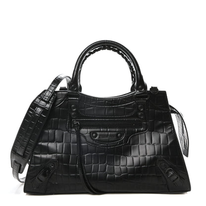 Balenciaga Semi Shiny Calfskin Crocodile Embossed Neo Classic Black Hardware City Black 1 of 9