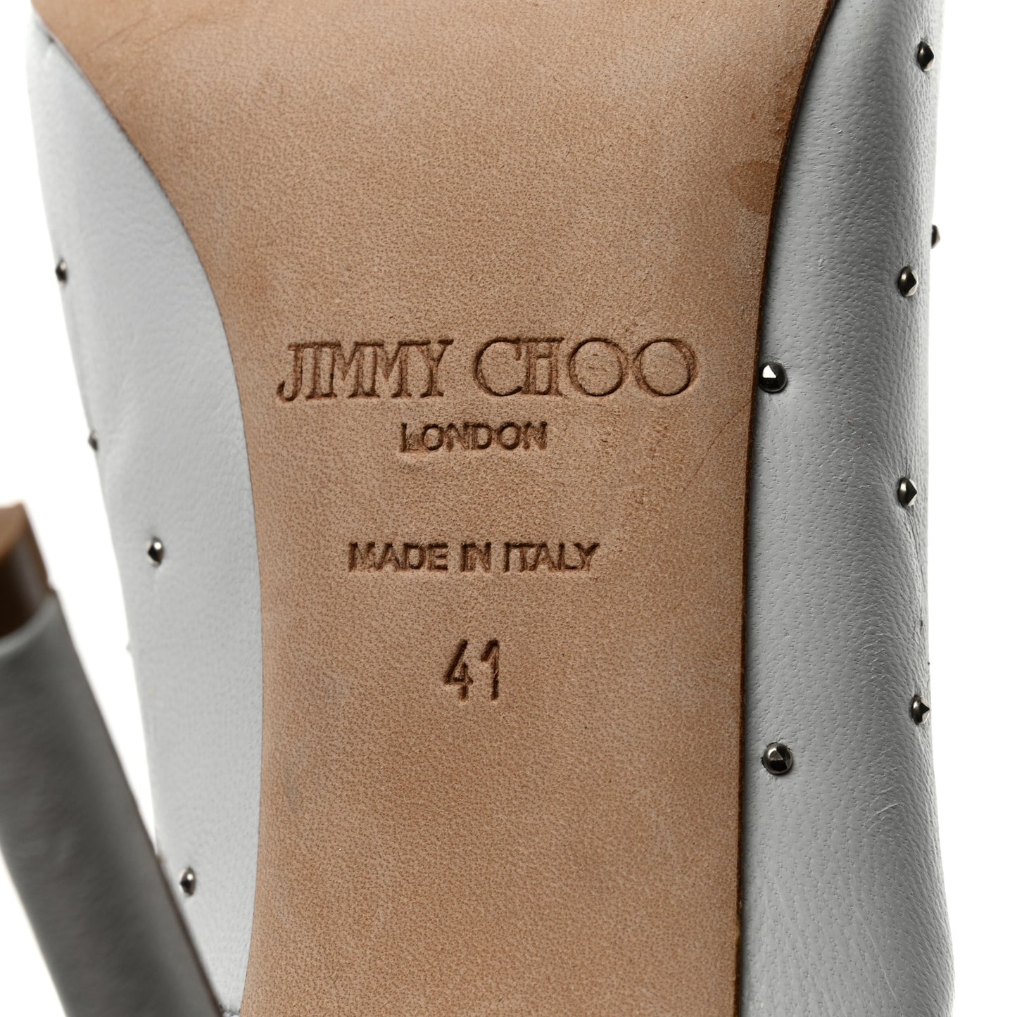 Calfskin Studded Love Pumps 41 Latte Silver