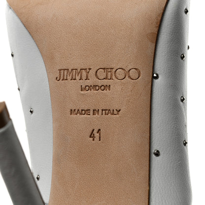 Jimmy Choo Calfskin Studded Love Pumps 41 Latte Silver 7 of 8
