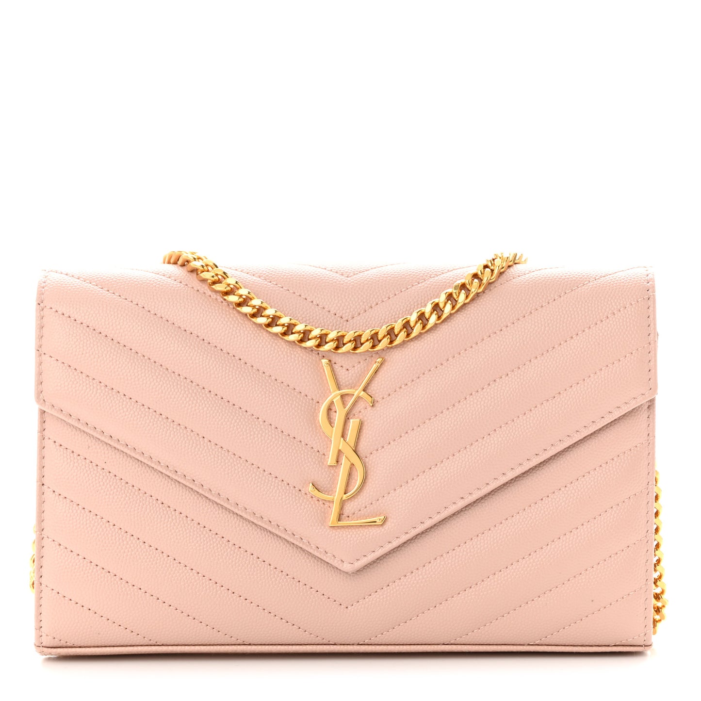 Grain De Poudre Matelasse Chevron Cassandre Chain Wallet Pale Pink