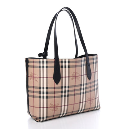 Burberry Grainy Calfskin Haymarket Check Small Reversible Tote Black 6 of 8