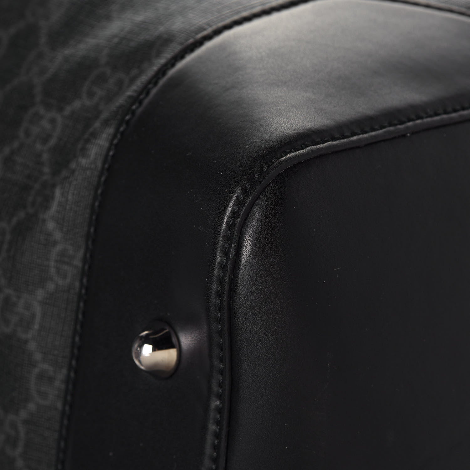Gucci Soft GG Supreme Monogram Appia Calfskin Web Large Carry On Duffle Bag Black Grey 12 of 15