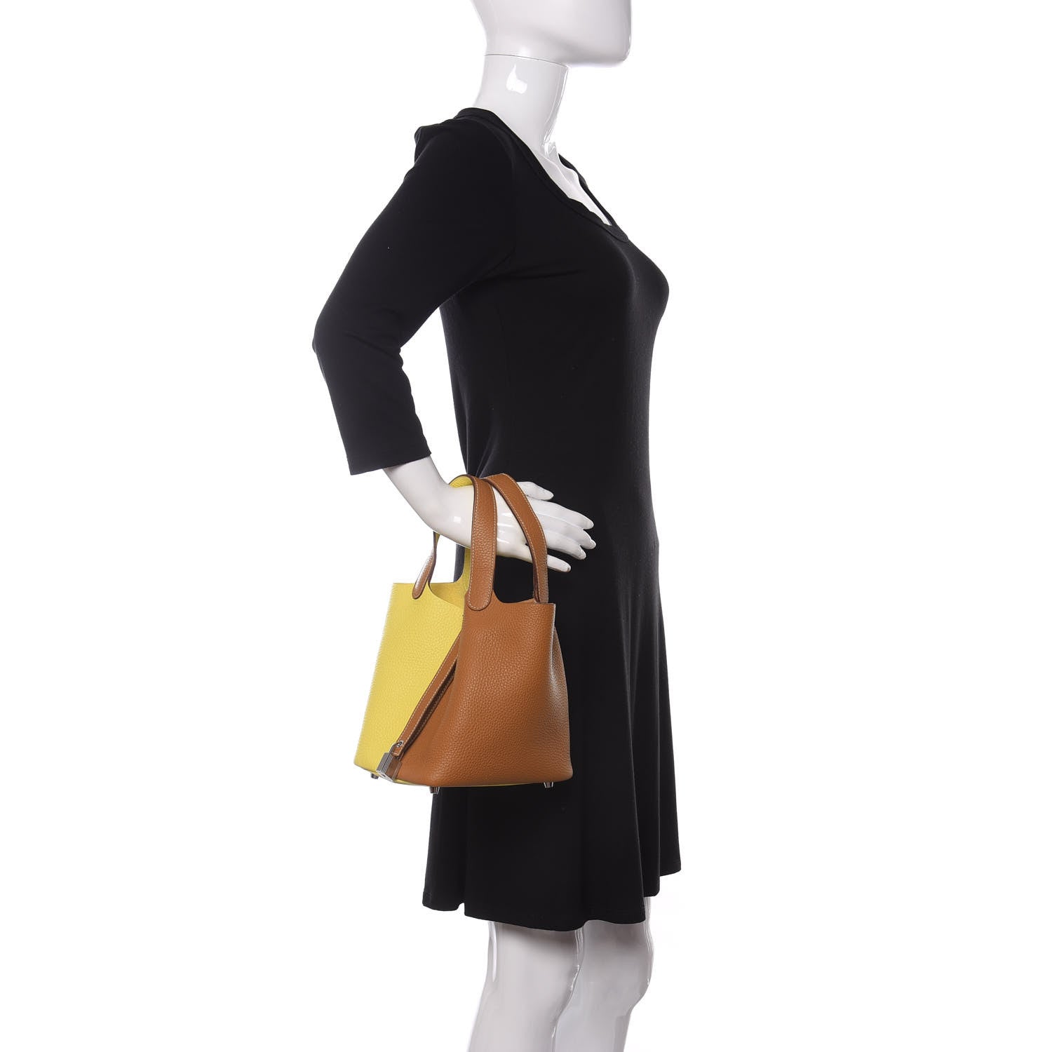 Hermes Taurillon Clemence Casaque Picotin Lock 18 PM Lime Sesame 2 of 10