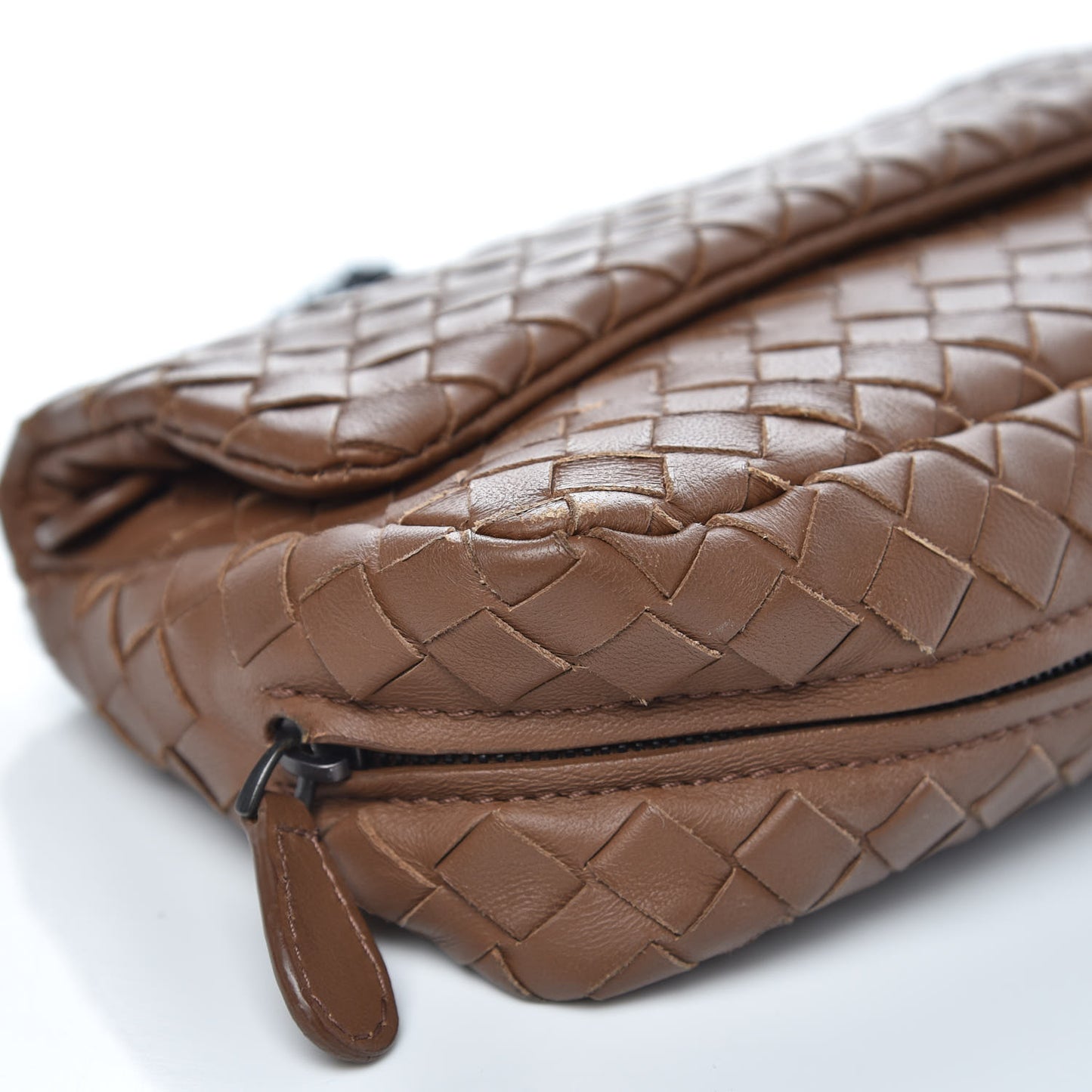 Nappa Intrecciato Small Chain Crossbody Noce