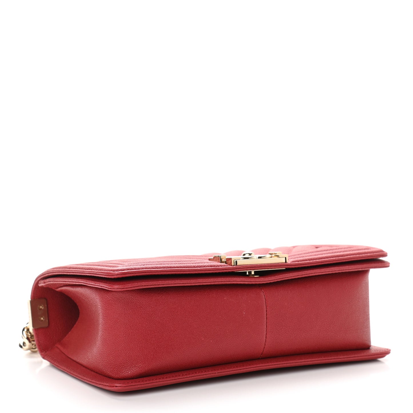 Caviar Chevron Quilted Medium Boy Flap Red