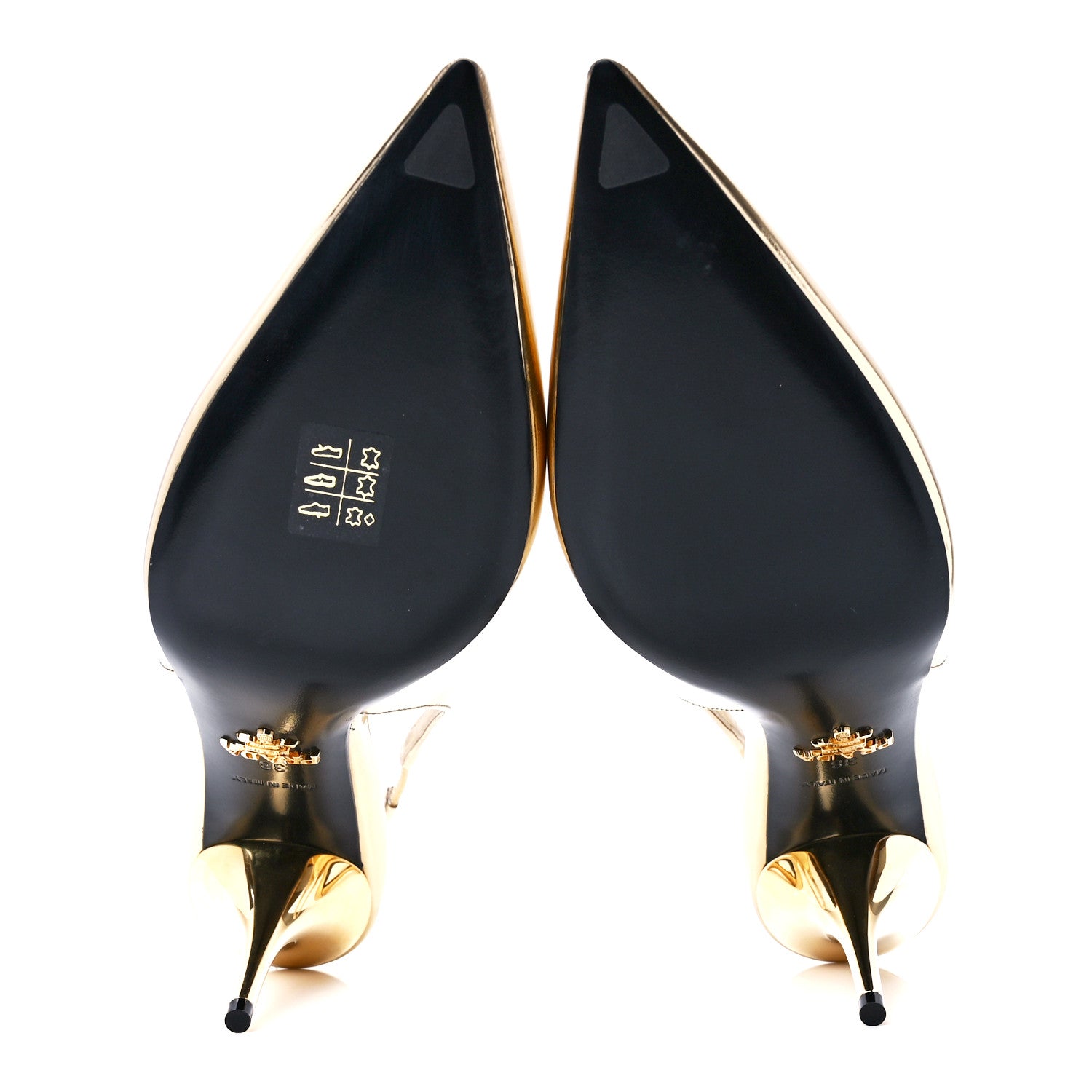 Prada Metallic Calfskin Metal Triangle Logo 85mm Slingback Pumps 38 Platino 5 of 8