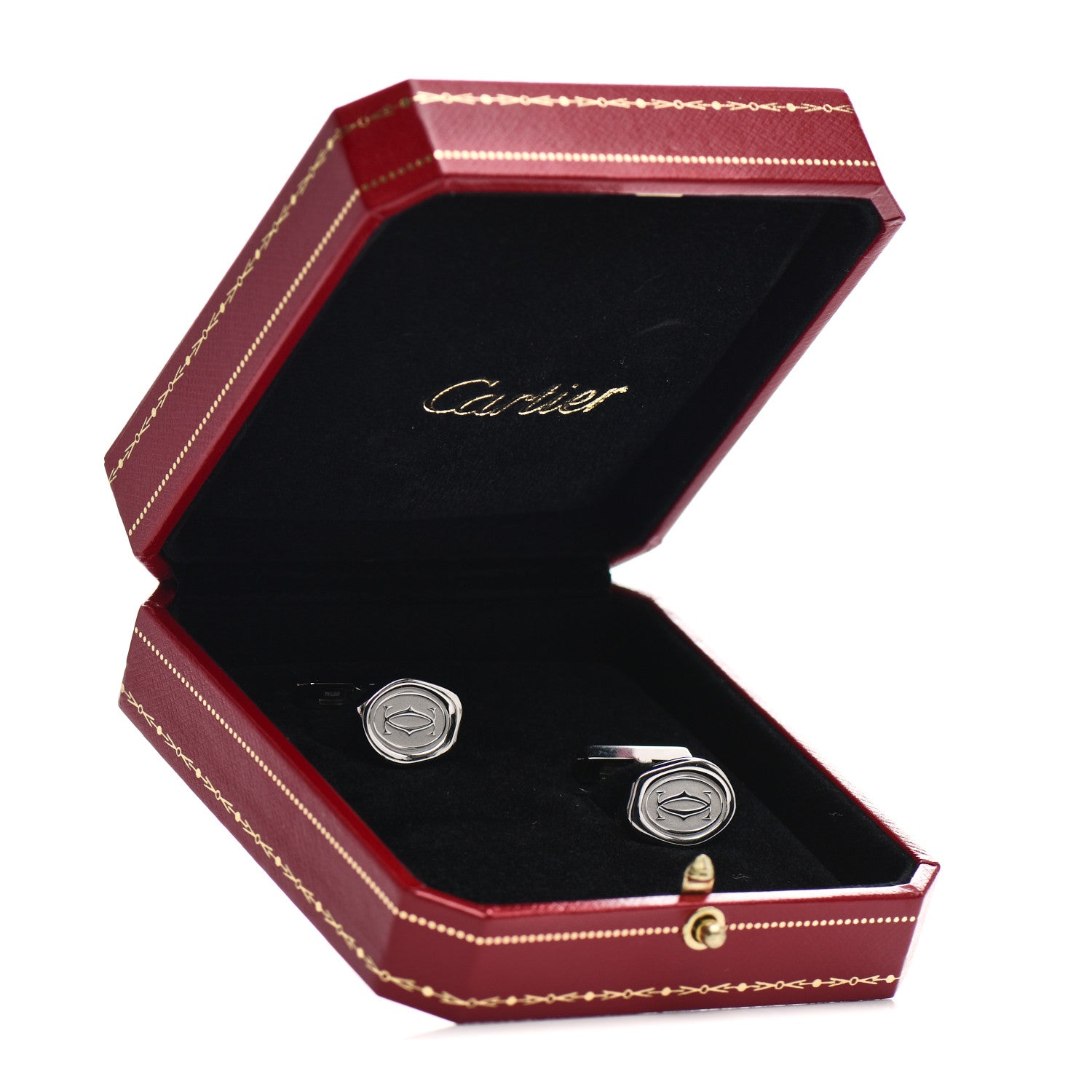 Cartier Sterling Silver Palladium Finish Wax Seal Motif Cufflinks 5 of 5